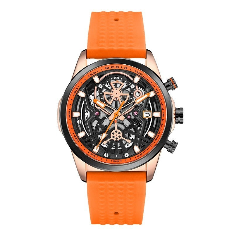 Reloj de cuarzo decorativo de estilo mecánico de silicona para hombre