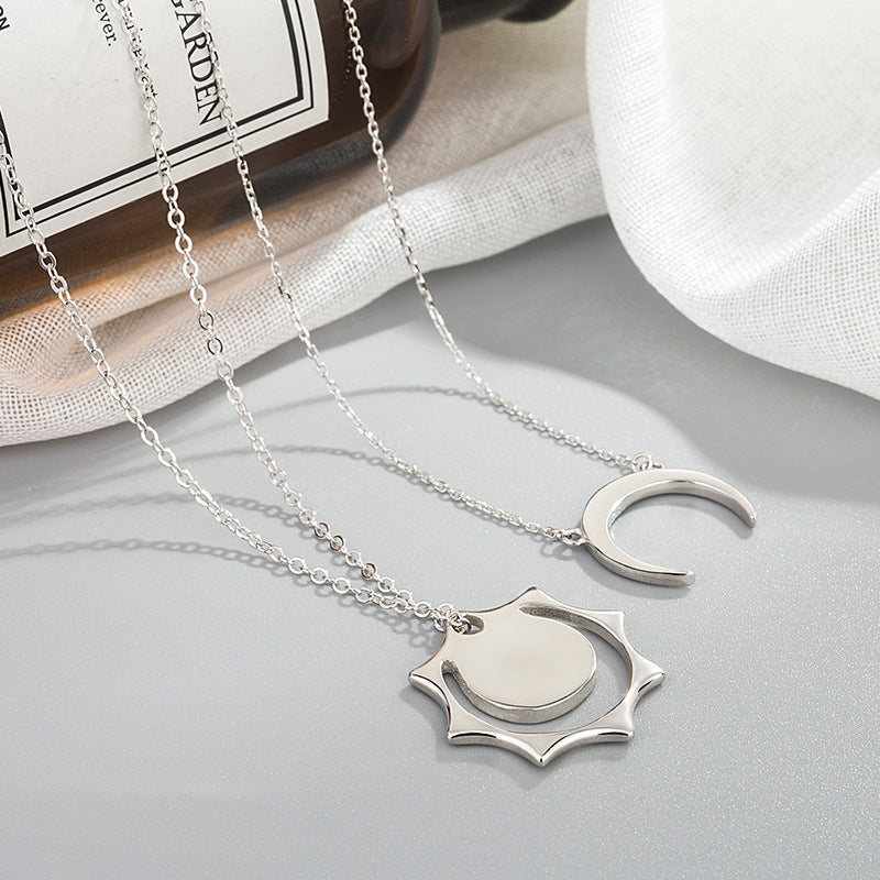 Sun Moon Lake Couple Necklace Sterling Silver Pair Of Men And Women Stitching