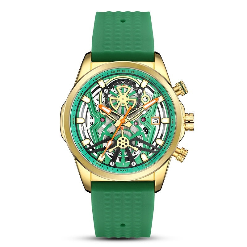 Reloj de cuarzo decorativo de estilo mecánico de silicona para hombre