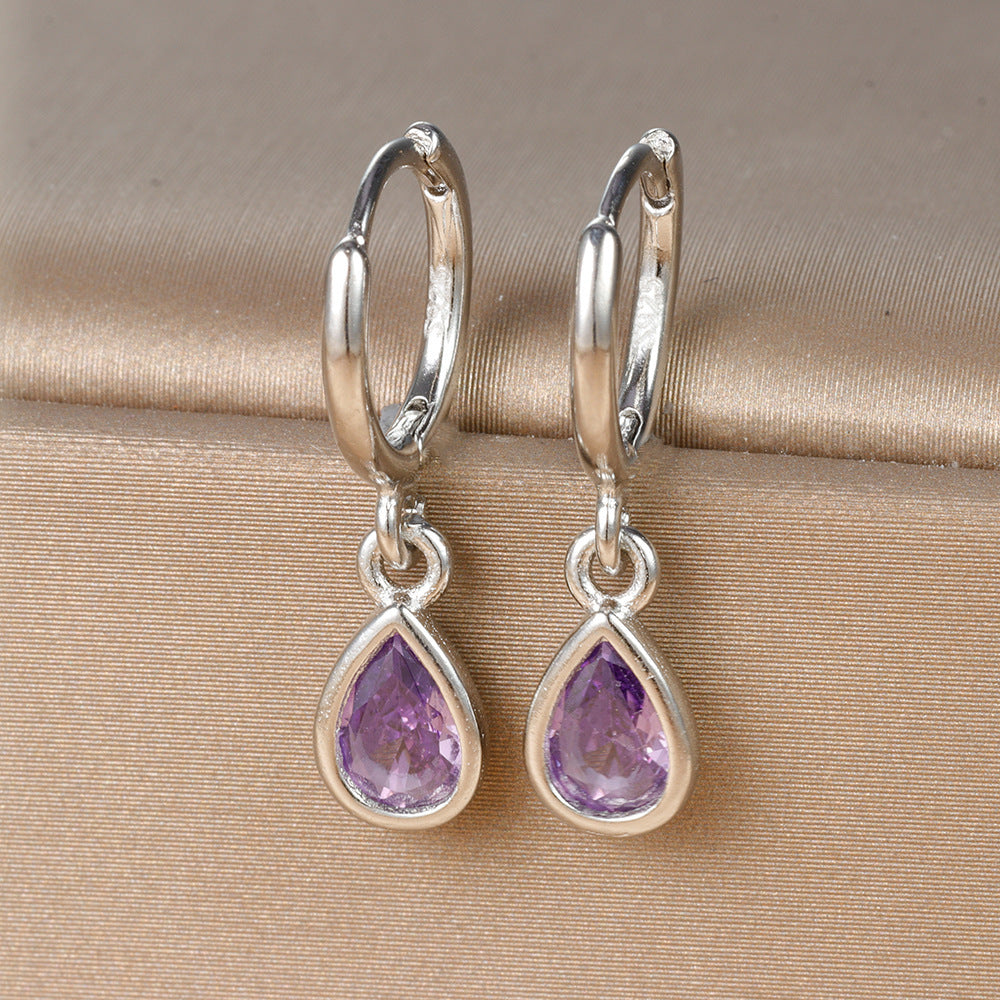 Geometric Drop-shaped Zircon Earrings