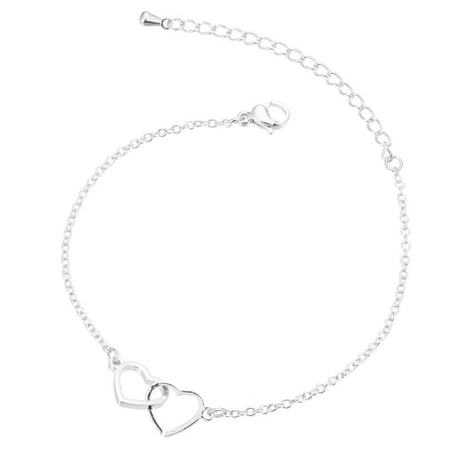 S925 Sterling Silver Double Heart Trendy Bracelet