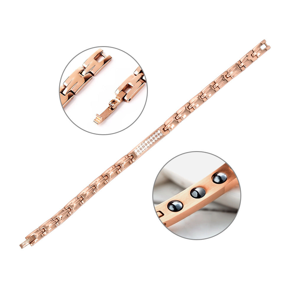 Stainless Steel Bracelet Ornament Diamond Magnetic Bracelet Titanium Steel Women's