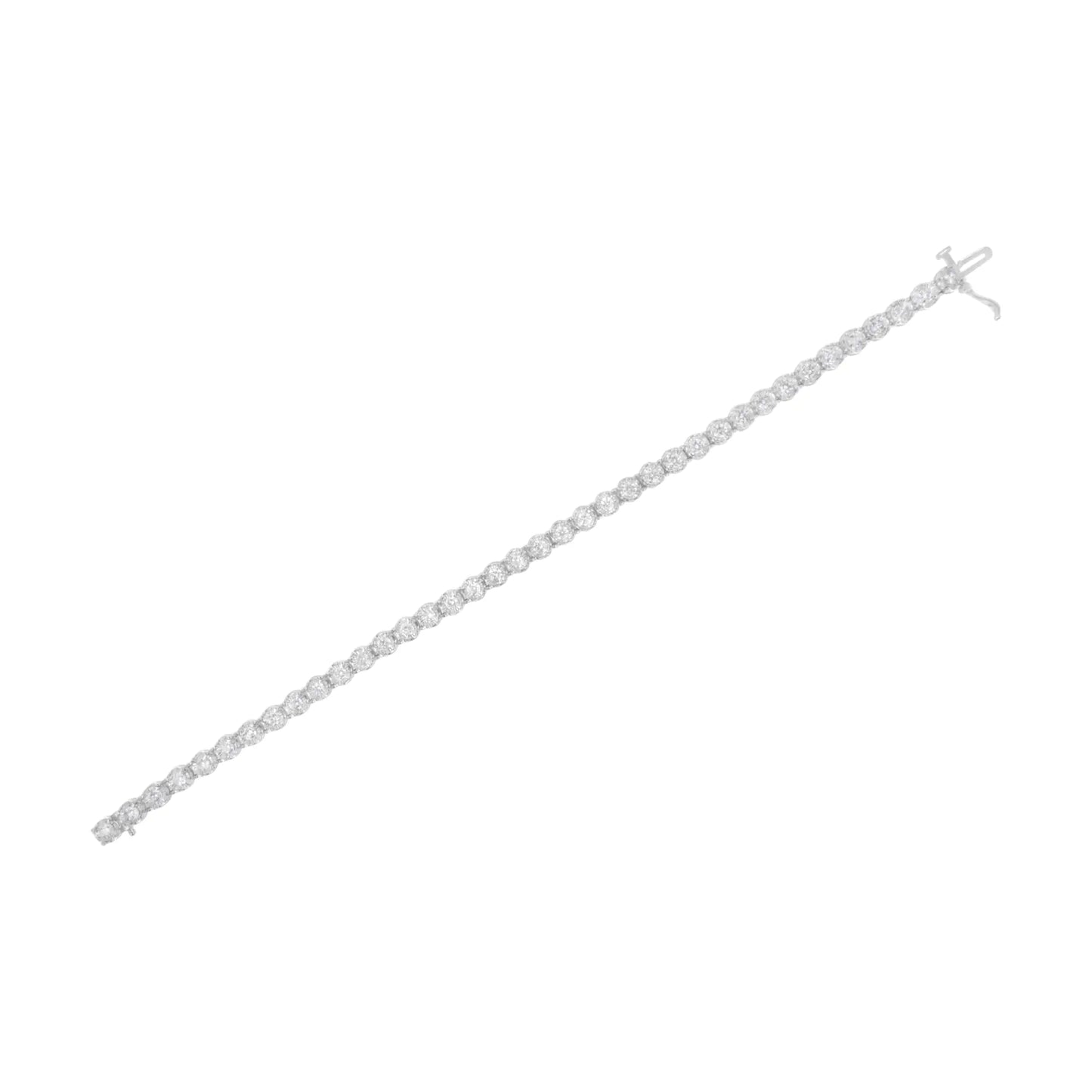 Pulsera de tenis con bisel de diamantes engastados milagrosamente de 3,00 ct en oro blanco de 10 quilates (color HI, claridad I2-I3) - 7,5"