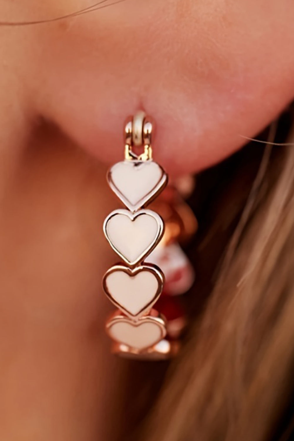 Pendientes de aro con corazón de San Valentín blanco