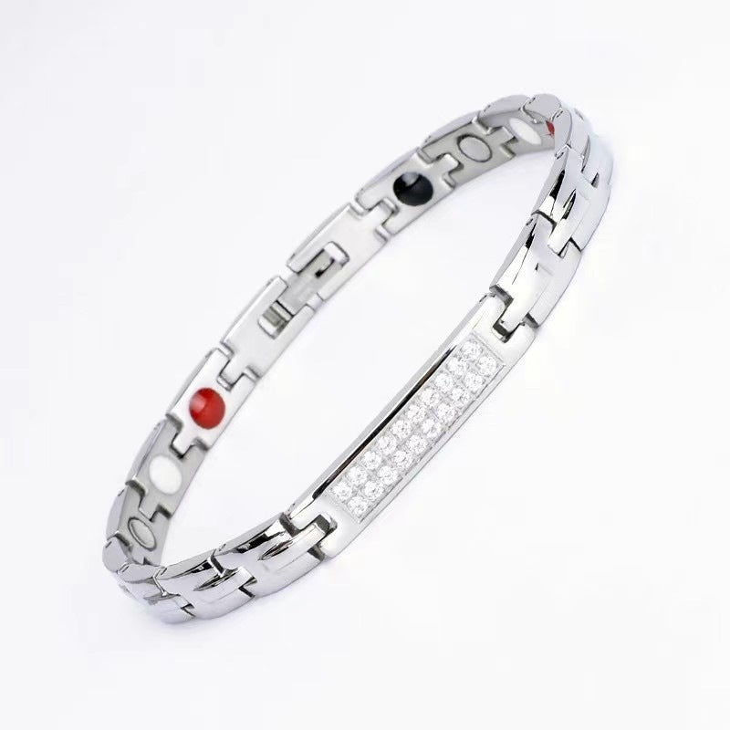 Stainless Steel Bracelet Ornament Diamond Magnetic Bracelet Titanium Steel Women's