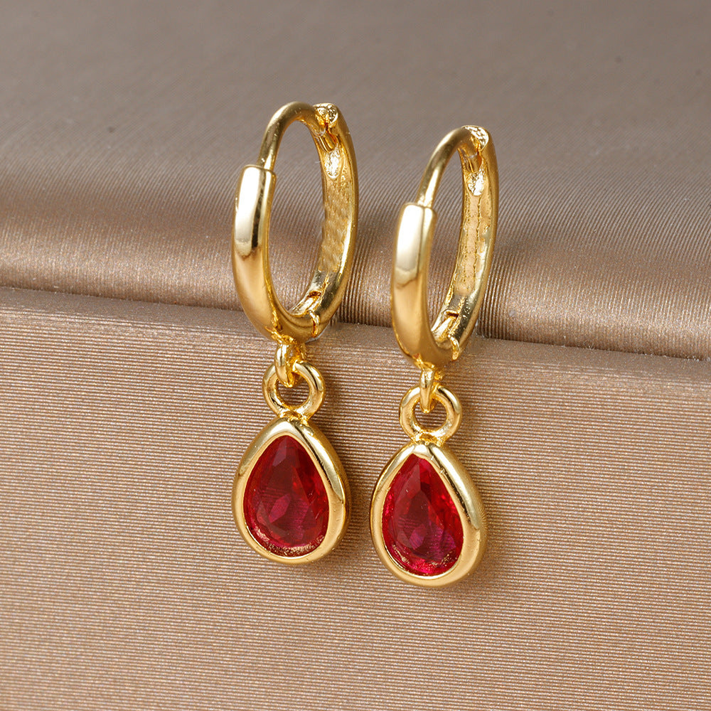 Geometric Drop-shaped Zircon Earrings